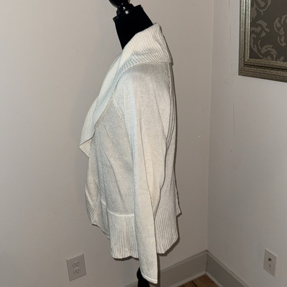 Chico’s white cotton rayon open front cardigan sweater sz XL - Picture 3 of 5